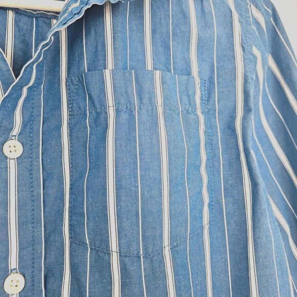 P.S. Aeropostale Boys Blue White Striped Button Down Shirt Size 12 - Picture 4 of 6